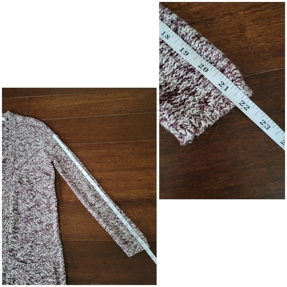 Garage Red & White Marled Longline Open Cardigan Sweater w/ Pockets Size XS/S - Picture 6 of 6